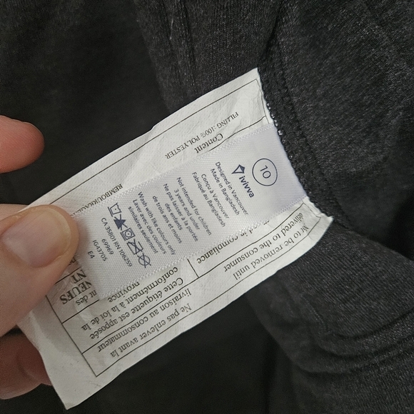 Ivivva Reversible Black Purple Blue Down Puffer Jacket size 10 flaw - Picture 5 of 7